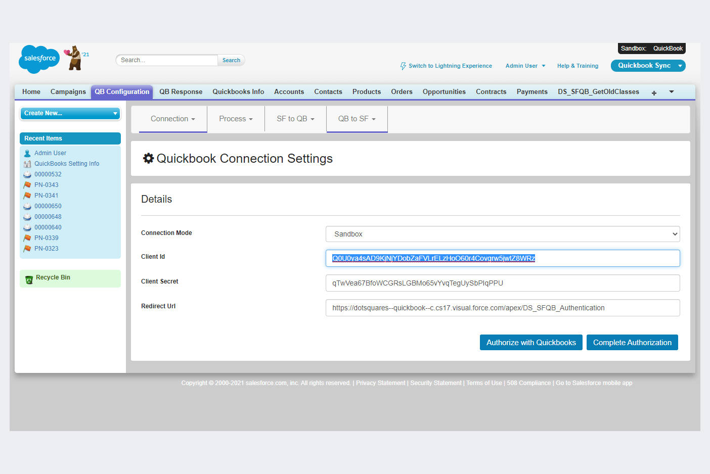 screenshot of QuickBooks Bi-Directional Synchronizer